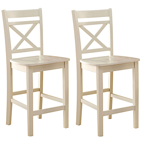 Gracie Oaks Cream Cross Back Counter Height Chairs (Set Of 2) Wayfair